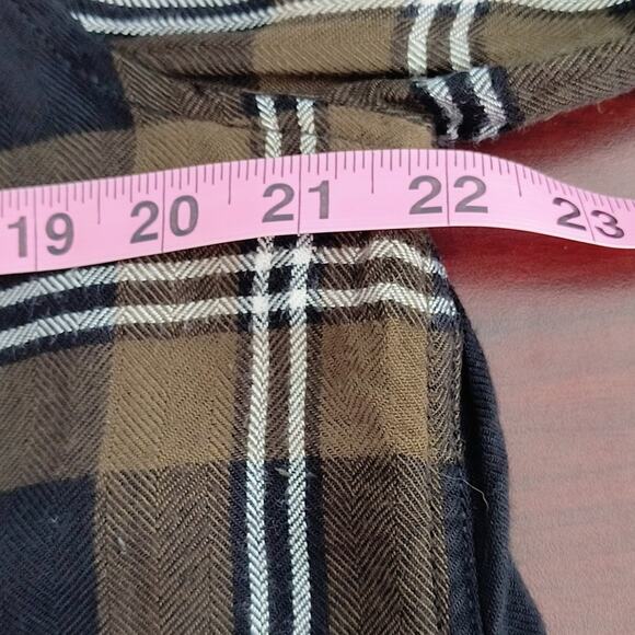BeachLunchLounge Button Up Shirt Wmn's Sz XL Brown Check Long Sleeve - Picture 7 of 13